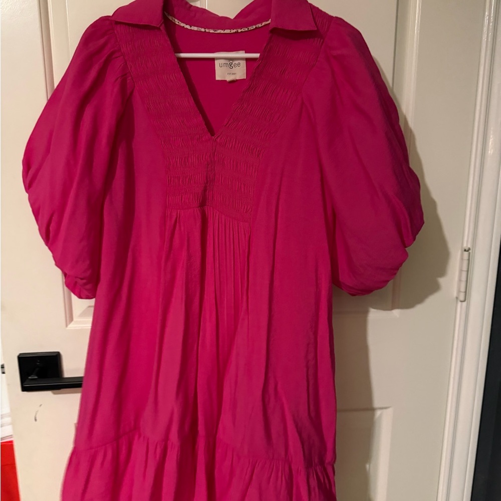 Umgee Fuchsia V-Neck Dress